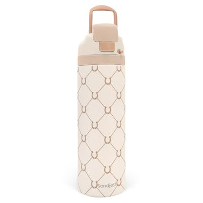 24oz Stainless Steel Horseshoe Water Bottle with Push-Button Lid - Durable & Insulated