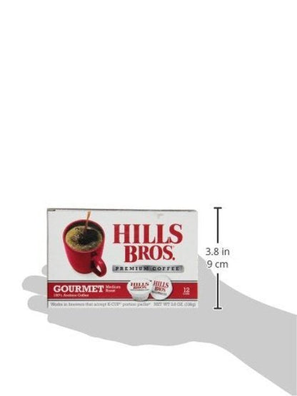Hills Bros Single Serve Coffee Pods,Gourmet, Medium Roast, 12 Count-Keurig Compatible, Roasted Arabica Coffee, Smooth, Balanced Coffee, Subtle Chocolate Flavor