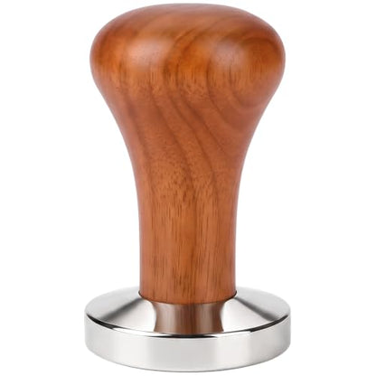 51mm Stainless Steel Espresso Tamper with Dark Wood Handle