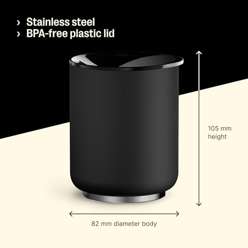 Fellow 10 oz Rocky Lowball Tumbler - Insulated Stainless Steel Whiskey and Cocktail Tumbler with Ceramic Interior and Swivel Pebble Lid (Matte Black)