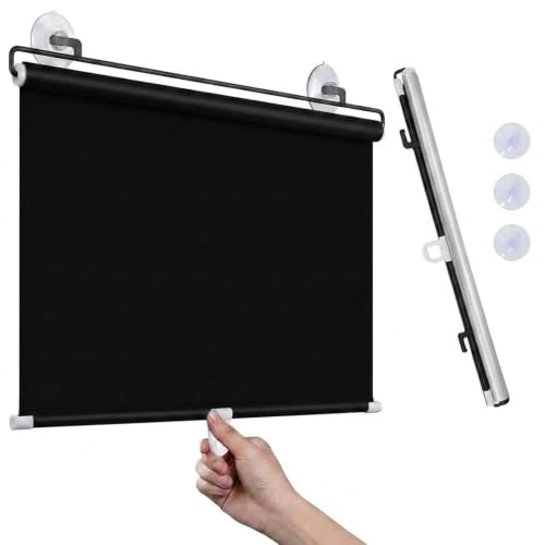 Blackout Window Shade with Suction Cups - 26x48 Inches, No Drill, Portable, Removable, Light Blocking for Home, Office, Car - Black Variation