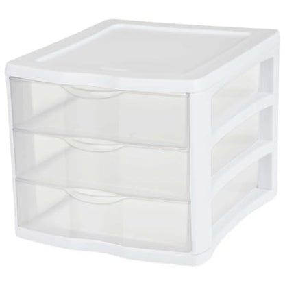 3 Drawer Clear Storage Organizer for Office, Crafts, and Home - Single