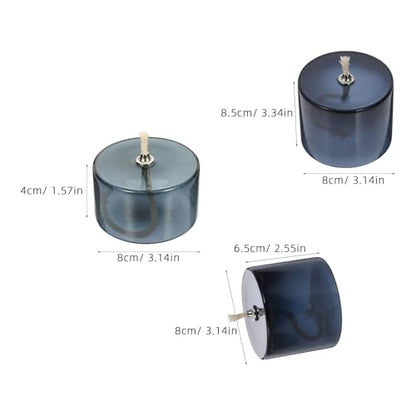 Refillable Glass Oil Lamps for Dining Table Centerpieces - 3 Pack
