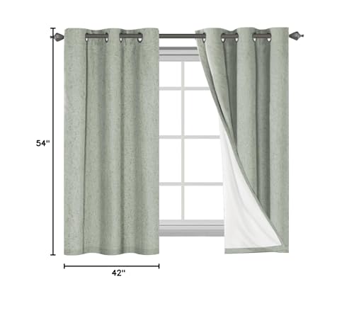 H.VERSAILTEX Primitive Linen Curtains 100% Blackout Curtain Drapes Burlap Fabric Curtains with White Thermal Insulated Liner, Grommet Top Drapes Living Room/Bedroom (2 Panels, 42 x 54 Inch, Sage)