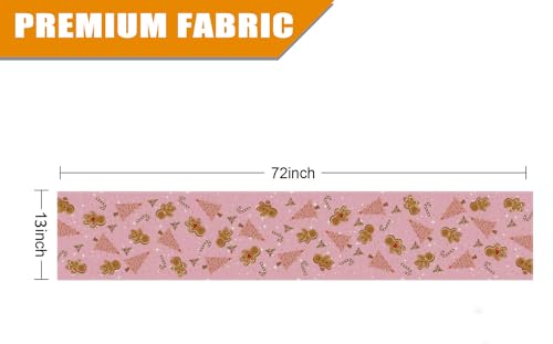Pink Gingerbread Christmas Table Runner 13x72 Inches Holiday Decor