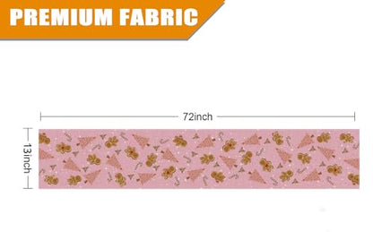 Pink Gingerbread Christmas Table Runner 13x72 Inches Holiday Decor