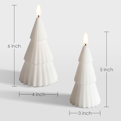 Flameless Christmas Tree Candles with Remote (Set of 2) - White, Pink, Green, Red - 2 AAA/3 AAA Battery Operated