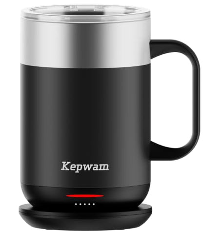 Self-Heating Coffee Mug 14oz with Black Finish & Smart Temperature Control