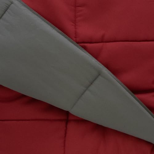Reversible Down Alternative Comforter Twin Size Burgundy & Grey - Hypoallergenic Bedding