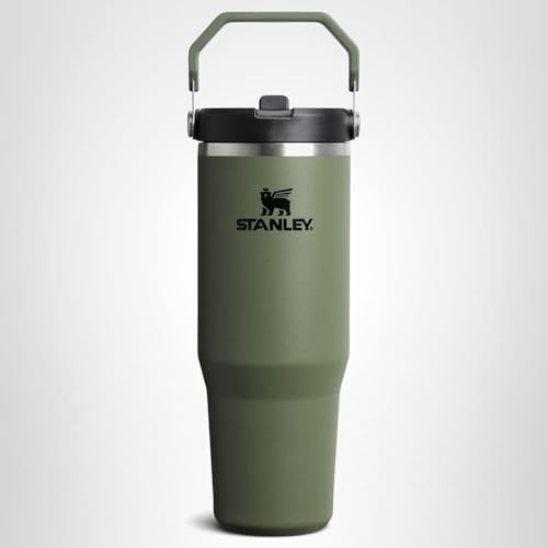 STANLEY IceFlow 2.0 Flip Straw Tumbler with Handle 40 oz | Twist On Lid and Flip Up Straw | Leakproof Water Bottle | Insulated Stainless Steel | BPA-Free | Dried Pine