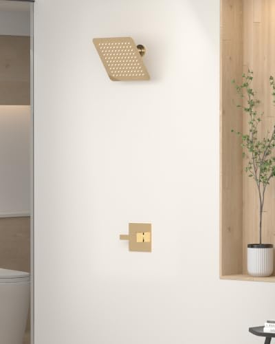 10 Inch Square Rain Shower Head - Champagne Bronze, High Pressure, Easy Clean