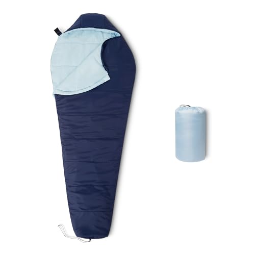 Adult Sleeping Bag 3-Season Warm & Cool Weather Camping Gear Navy Blue 1 Person - Amazon Basics