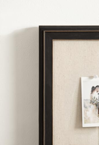 Black Linen Fabric Pinboard 15x24 Inch Wall Bulletin Board with Stepped Frame
