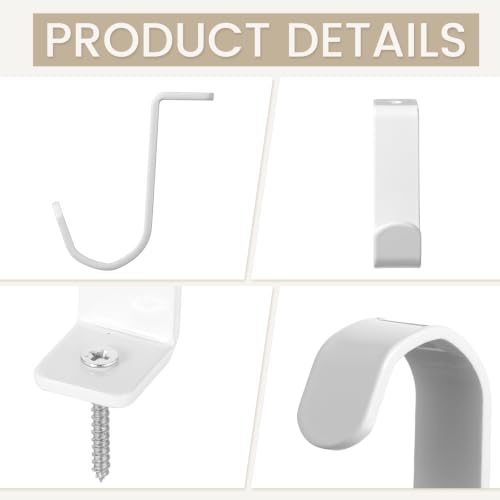 Ceiling Mount Curtain Rod Brackets 3 Pack for 5/8 to 1 Inch Rods - White