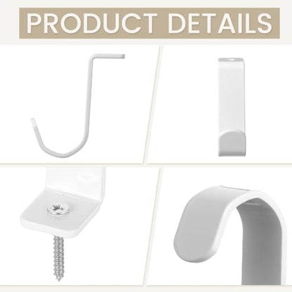 Ceiling Mount Curtain Rod Brackets 3 Pack for 5/8 to 1 Inch Rods - White