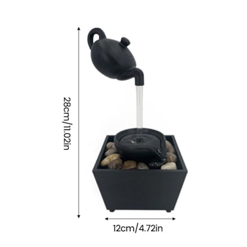 Floating Teapot Water Fountain with LED Lights - Zen Desktop Decor
