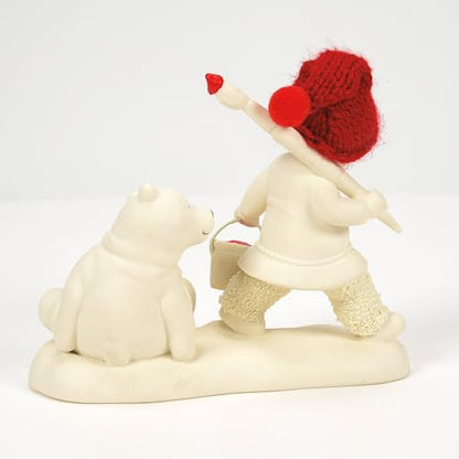 Christmas Snowbaby Figurine with Teddy Bear and Heart - Holiday Decor