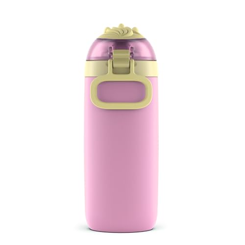 Ello Ellies 12oz Vacuum Insulated Stainless Steel Kids Water Bottle with Straw and Built-in Carrying Handle and Leak-Proof Locking Lid for School Backpack, Lunchbox and Outdoor Sports, Unicorn