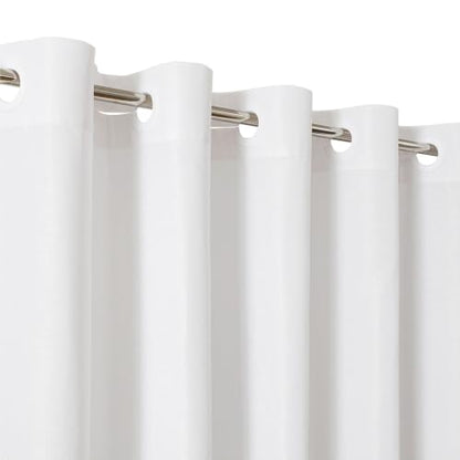 eachope Waterproof Slub Fabric Shower Curtain 71x74 in with Magnetic Weights - White