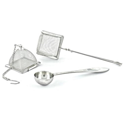 VAHDAM Perfect Serve Tea Spoon | Get 2 Infusers Free | Stainless Steel, Perfect Measure Loose Leaf Tea Spoon With Extra Square Tea Infuser & Pyramid Tea Infuser - Durable Tea Maker