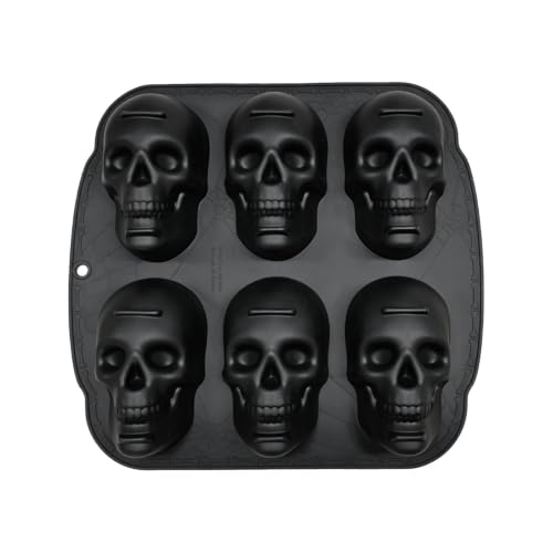 Skull Cake Pan Silicone Mold - 6 Cavity Halloween Baking Mold