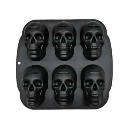 Skull Cake Pan Silicone Mold - 6 Cavity Halloween Baking Mold