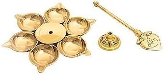 Brass Murugan Vel Diya 7 Inch Height Oil Lamp for Spiritual Rituals and Festivals
