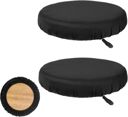 2 Pack High Elastic Round Bar Stool Covers - Fits 11-14 Inch Diameter, Black