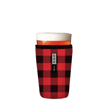 Buffalo Check Insulated Pint Glass Sleeve - No-Scent Neoprene Cover for Cold Drinks