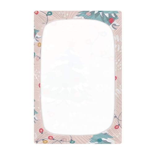 Mini Fitted Baby Crib Sheet A03 - Soft & Elastic Baby Bed Sheet for Toddler & Playard, Christmas Pattern