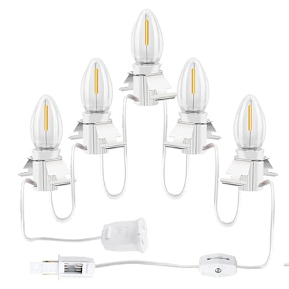 Christmas Village Lights with 5 LED Bulbs - 9FT C7 Cord Clips Accessory