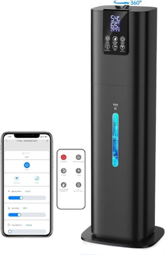 Hiswelle Black 8L Smart Humidifier for Bedroom Large Room App Control
