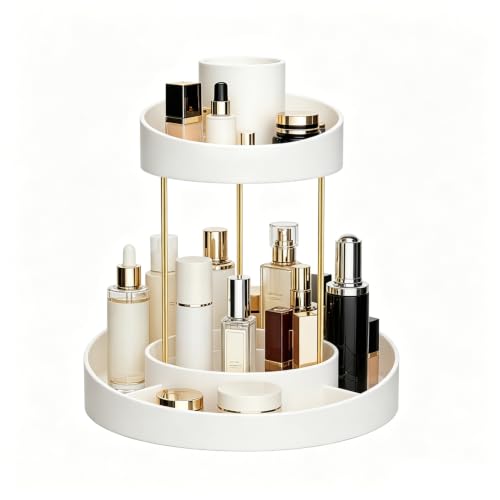 GTI 360° Rotating Bathroom Organizer - 2-Tier Vanity Storage, White