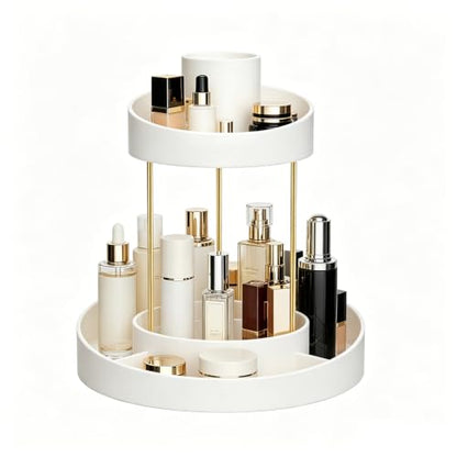 GTI 360° Rotating Bathroom Organizer - 2-Tier Vanity Storage, White