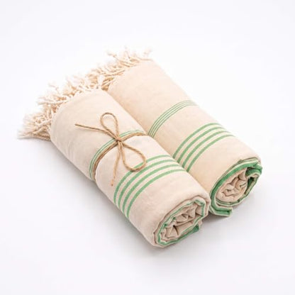 Grassgreen 2-Piece Turkish Cotton Beach Towels - Fast Drying, Super Absorbent, Travel & Spa Essential