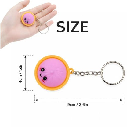 30Pcs Cute Mini Dumpling Keychains Bulk Food Keyring Party Favors