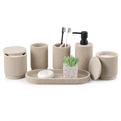 6-Piece Bathroom Accessories Set Resin Vanity Countertop Organizer