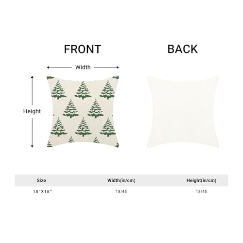 Christmas Green Tree Pillow Covers 18x18 Set of 2 - Winter Holiday Decor