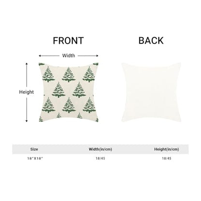 Christmas Green Tree Pillow Covers 18x18 Set of 2 - Winter Holiday Decor