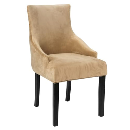 Velvet Wingback Dining Chair Cover - Coffee, 1 Piece - Soft & Skin-Friendly