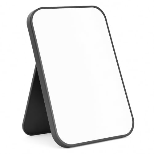 8 Inch Desktop Makeup Mirror with 90° Adjustable Stand and Wall Mount, Portable Black Vanity Mirror