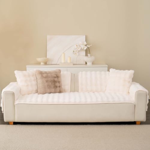 Faux Fur Couch Cover - White / 1PC / 27.6x59.1 Inches / Seat Cover