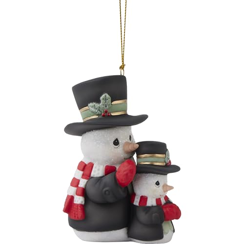 Precious Moments Snowman Christmas Ornament - Hand-Painted Bisque Porcelain, 2024 Annual Holiday Decor - Ornament