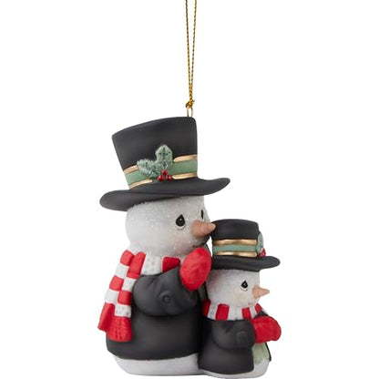 Precious Moments Snowman Christmas Ornament - Hand-Painted Bisque Porcelain, 2024 Annual Holiday Decor - Ornament