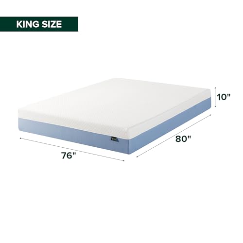 Zinus 10 Inch King Cooling Essential Memory Foam Mattress [NewVersion], Fiberglass Free, Medium Feel, Breathable Cooling Layers, Certified Safe Materials