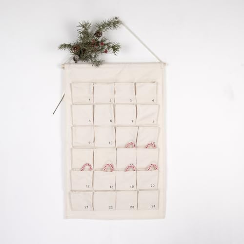 Fabric Advent Calendar with 24 Numbered Pockets - Christmas Wall Hanging