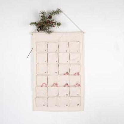 Fabric Advent Calendar with 24 Numbered Pockets - Christmas Wall Hanging