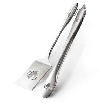 Napoleon Accessory 70033 - PRO Stainless Steel 2 Piece Toolset - Premium BBQ Grill Toolset, Cast Stainless Steel, Ergonomic Handles, Hanging Loops, Includes Tongs, Multifunctional Spatula