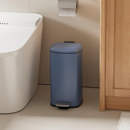 Garvee 2.4 Gallon Slim Bathroom Trash Can with Lid - Navy Blue