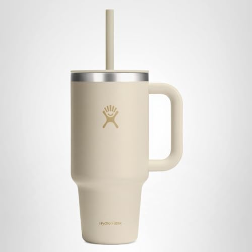 Hydro Flask Travel Tumbler with Handle, Lid and Straw - Insulated Stainless Steel in 40 Oz Dew